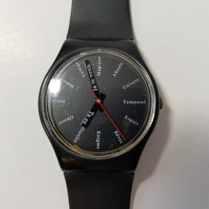 SWATCH - black watch with French dial
